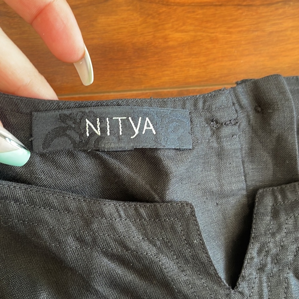 Nitya Black Linen Sleeveless Maxi Dress with Button Details on Back - Picture 4 of 12